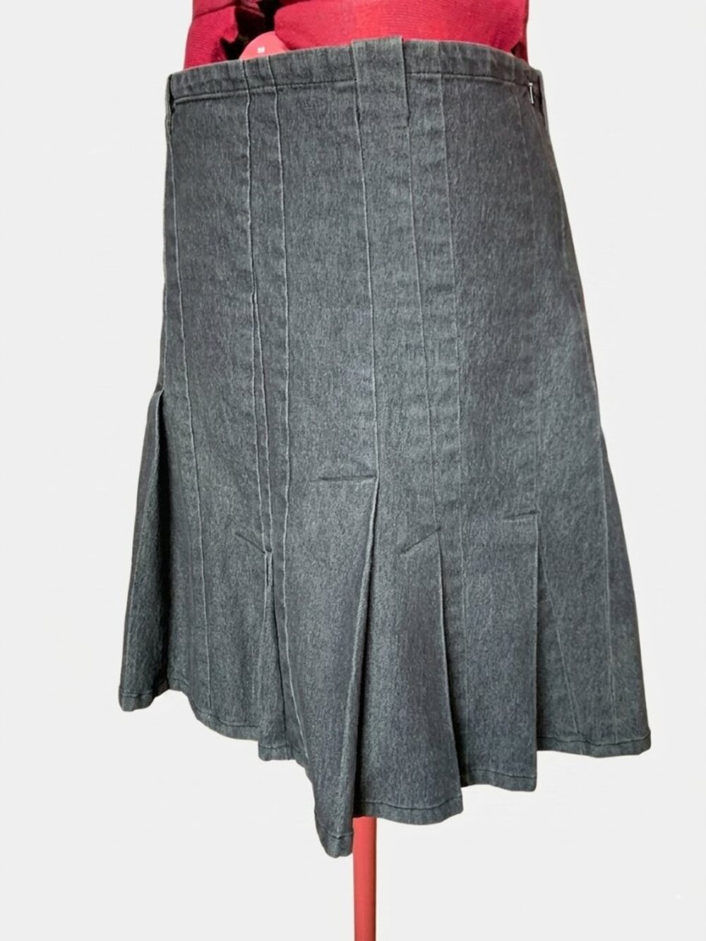 JACOB - Charcoal Dark Grey Structured Pleated A-Line Skirt - Size 11/12